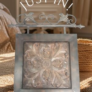 Ornate Metal Wall Plaque with Floral Motif